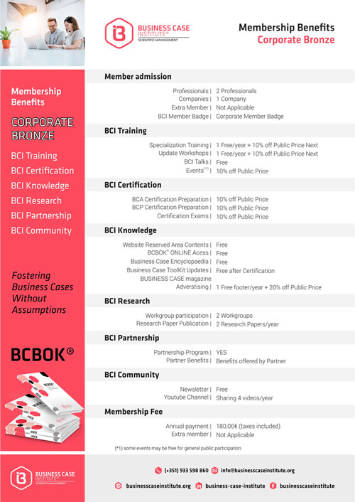 BCI Members Benefits fees Corporate Bronze