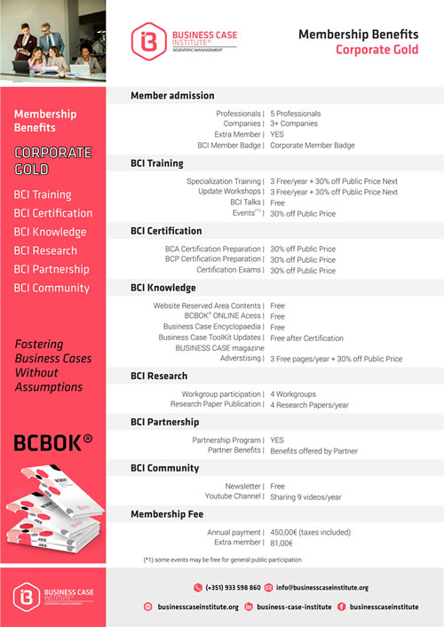 BCI Members Benefits fees Corporate Gold